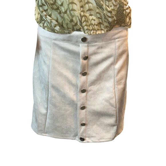 Cupshe Womens Faux Suede Button Front Skirt NWT Medium Old Money Villagecore - Picture 1 of 7
